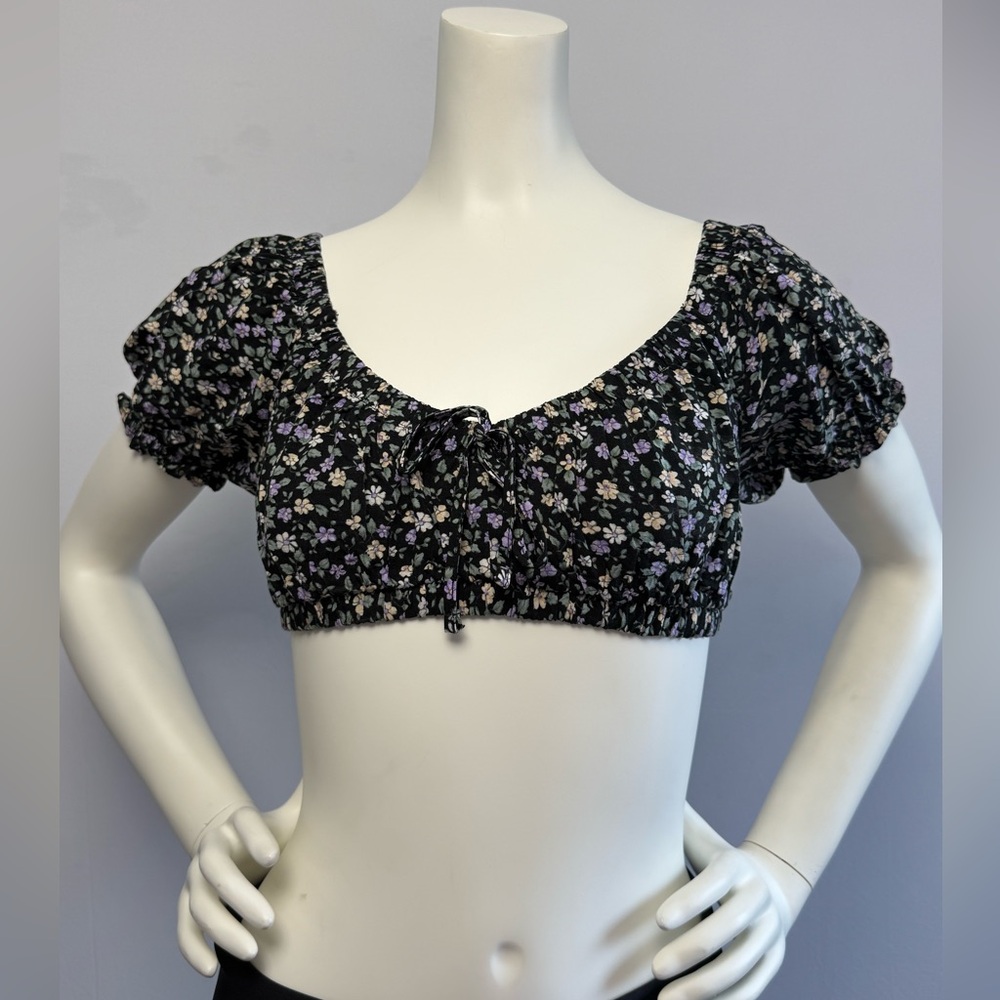 Aeropostale Black Floral Blouse